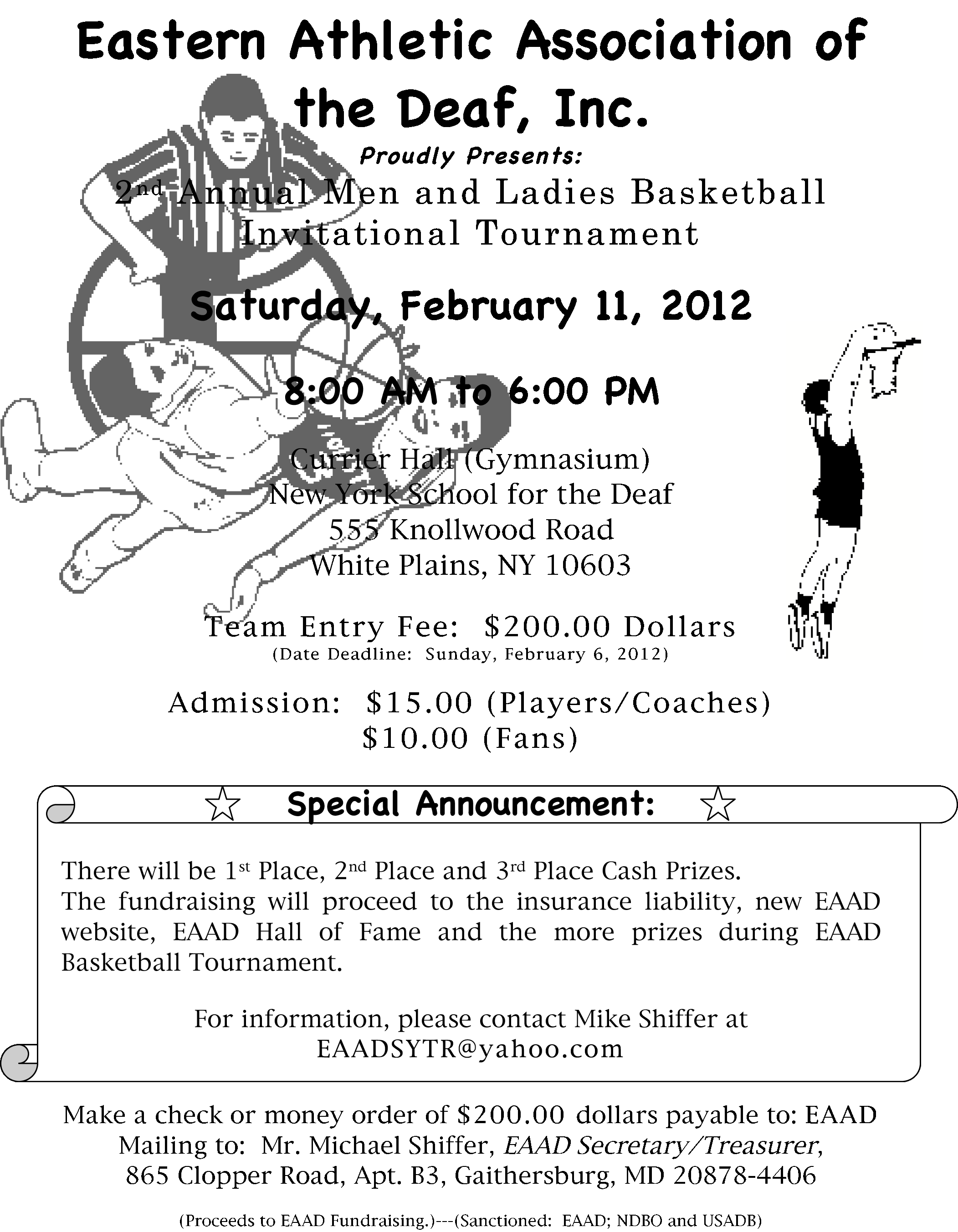 Eastern Atheletic Association of the Deaf-2nd Annual Men and Ladies Basketball Invitational Tournament 2012